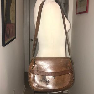 Vintage 1970’s Hand-sewn leather handbag birds 😘